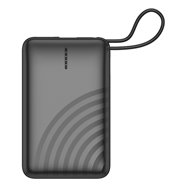 Mini 10000mAh Ultra Slim Lightweight Portable Power Bank with Fast Charging Built-In USB-C Cable 10W Output Universal Socket