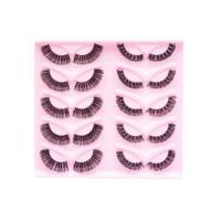 10 paires de faux cils en cheveux synthétiques, 2 styles, 3D, denses, effilés, croisés, évasés, réutilisables, plateau rose, 20 pièces, vente en gros, pour femmes