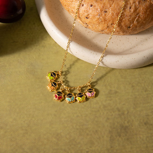 Ladybug Necklace Gold Chain Colorful Insect Charms Daily Wear Gift Jewelry - Product Image 4