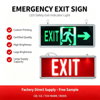Lampes à logo personnalisées pour le commerce extérieur, panneaux d'évacuation en anglais et en langues étrangères, panneaux de sortie d'urgence incendie, flèche verte de direction de fuite