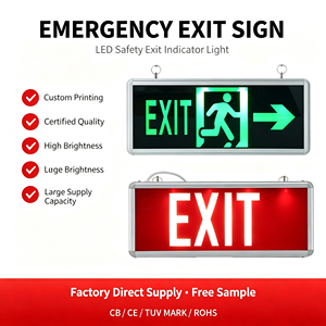 Señales de evacuación personalizadas con logotipo para comercio exterior, en inglés, con <span class=keywords><strong>flecha</strong></span> verde de persona corriendo, para <span class=keywords><strong>salida</strong></span> de emergencia por incendios - Product Image 1