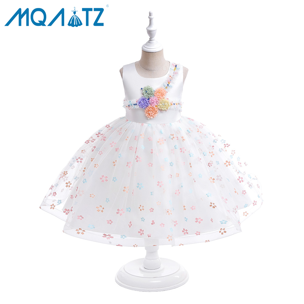 Распродажа, праздничное платье, платье для девочек с цветочным принтом, платье из тюля, белое платье для девочек, для детей