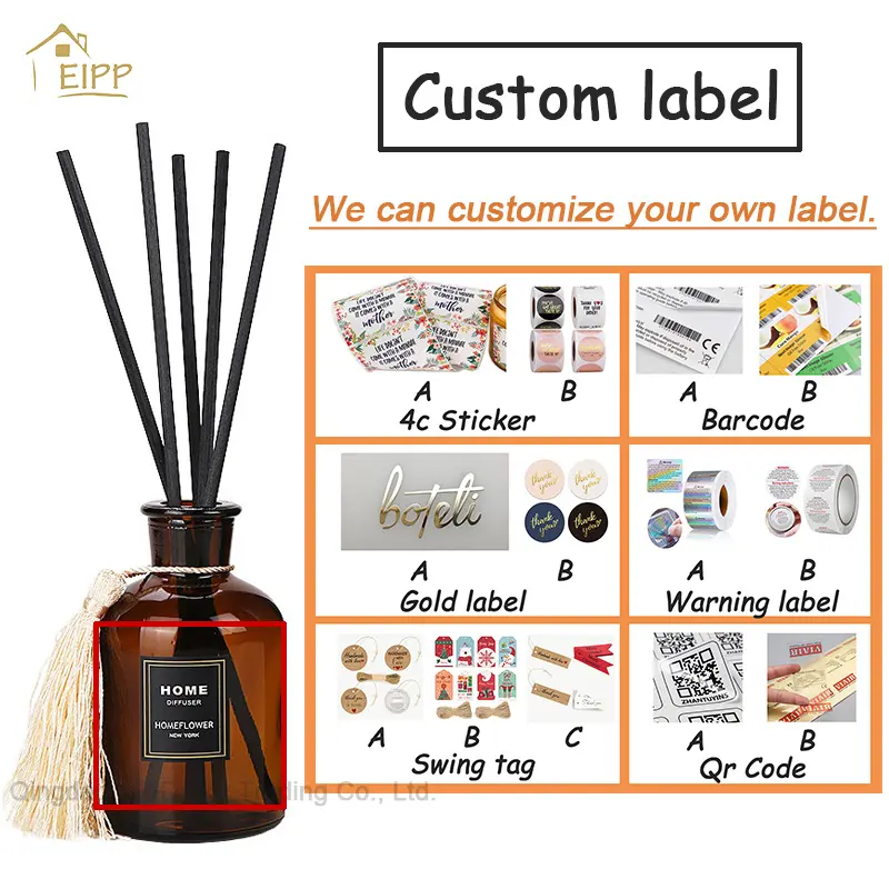 Wholesale Custom logo 100ml 300ml Clear Empty Luxury Aroma Reed Oil Perfume Diffuser Amber Glass Bottle with gift box