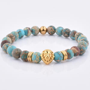 Bracelet élastique en perles de gorille avec agate mate sur mesure pour homme - Product Image 5