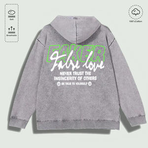 %100 Pamuk Yıkanmış 'Sahte Aşk Kendinize Sadık Olun' Grafikli Kapüşonlu Üst, Çok Renkli - Product Image 2