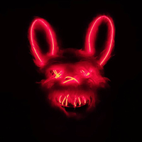 Sanglant lapin tueur couvre-chef lumière lumineuse Halloween Cosplay visage masque effrayant Animal en peluche fantôme tête couverture accessoire