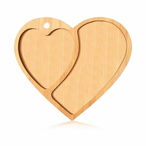 Solid Wood Heart Shaped <b>Storage</b> <b>Tray</b> 4 Compartment Food Container For Table Use - Product Image 5