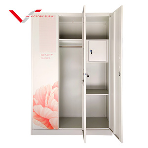 ארון בגדים בבית חדר שינה ריהוט פלדה אלמירה lemari pakaian besi ארמיו ארון הדפס מתכת 3 דלת ארון עם מראה - Product Image 5