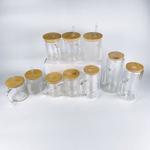 Vente en gros de gobelets à thé et à lait de 11 oz et 17 oz, meilleur rapport qualité-prix, cadeau, sublimation, gobelet en verre de 11 oz, tasse à café avec couvercle en bambou - Product Image 5