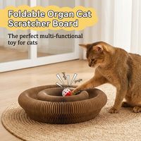Grattoir pour chat de style accordéon, durable, en carton recyclable, avec balle interactive
