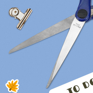 Stainless Steel Office Scissors Blue Straight Head Paper Cutting Home Craft Use - Product Image 2