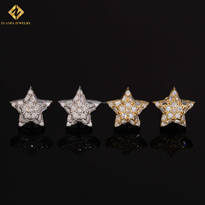 New Arrivals Fashion Style Pass Diamond Tester Screw <b>Back</b> Iced Out Man VVS1 Moissanite Diamond Hip Hop 5Stars Shape Stud <b>Earring</b> - Product Image 1