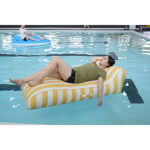 كرسي استلقاء قابل للنفخ على شكل حرف L مع غطاء من قماش أكسفورد 600D، كرسي عائم كلاسيكي مخطط للمسبح للبالغين، مصنوع من البي في سي للشاطئ - Product Image 3