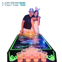 Table de jeu de Beer Pong HEROVR en acier inoxydable avec design modulaire LED 16 couleurs pour plusieurs joueurs