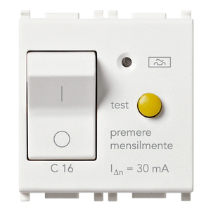 Interrupteur blanc MTDiff 1P+N C16 30mA avec bouton de test pour la sécurité électrique - Product Image 1