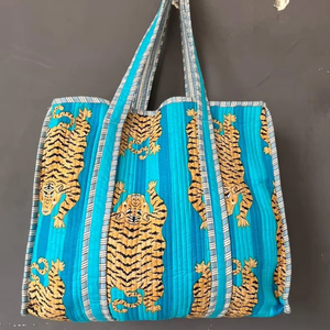 Bolso de Mano Acolchado de Algodón, Diseño Artesanal Indio, Tela Estampada a Mano, Acolchado Suave, Amplio, para Viajes, Compras, Bolso de Hombro - Product Image 1