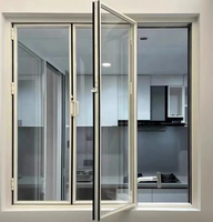 Ventana Plegable de Aleación de Aluminio, Horizontal, de Doble Pliegue y Cuatro Paneles, Impermeable e Insonorizada, para Terraza Exterior, Diseño Minimalista