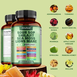 Cápsulas <span class=keywords><strong>de</strong></span> Guanábana, Mezcla Herbal 24 en 1 - Incluye Graviola, Shilajit, Musgo Marino, Melena <span class=keywords><strong>de</strong></span> León, Cúrcuma, Ashwagandha, <span class=keywords><strong>Miel</strong></span> <span class=keywords><strong>de</strong></span> Manuka - Product Image 5