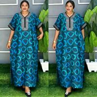 Nouvelle Robe Kanga Africaine Imprimée Décontractée et Ample pour Femme, Grande Taille, Style Ethnique, Motif Diamant, Idéale pour les Fêtes, Collection Été, Robuste et Disponible en Stock