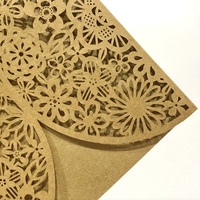 Carte d'invitation en papier kraft avec nœud, découpe laser, 50 pièces, impression personnalisée