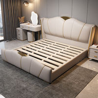 Cadre de lit réglable en bois de chêne de haute qualité, design italien, taille Queen/King, revêtement en cuir, écologique, durable, mobilier pour la maison