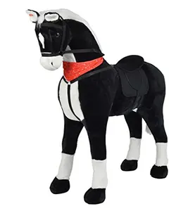 70cm Beautiful Customized Stuffed Plush Standing Horse Doll Toy With Colorful Knitted Windbreak Hood Slacks Sports Shoes