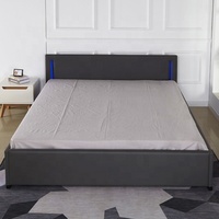 Lit rembourré avec tête de lit LED style contemporain occidental, meubles de chambre à coucher, structure de lit en tissu 180*200 cm