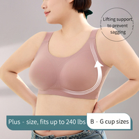 (S-5XL) Sujetador sin aros transpirable de copa completa para pechos grandes, de una pieza, sin costuras, con soporte, con almohadillas extraíbles y espalda con tiras