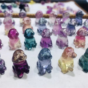 도매 미니 크리스탈 공예 천연 레인보우 플루오라이트 조각 크리스탈 강아지 피규어 판매 - Product Image 6