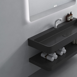 Mueble de Baño de Pared con Acabado Mate de Resina y Espejo LED de 3 Colores, en Oferta - Product Image 4