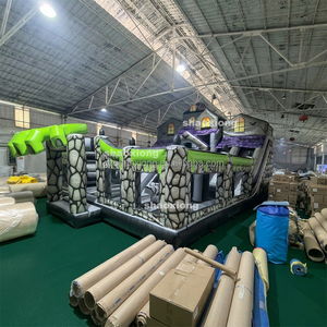 Castillo Inflable Comercial para Niños, con Temática de Carnaval Fantasmal de Halloween, con Cuatro Toboganes y Pista de Obstáculos - Product Image 4