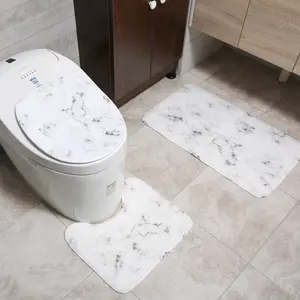 Digital Printing Marmer Anti-Slip Zachte 3 Stuks Set Bad Tapijt Wc Tapijt Mat Set Voor Badkamer