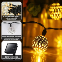 Guirlandes lumineuses solaires de style marocain pour l'extérieur, décoration de jardin, lumières féériques, éclairage d'arbre de Noël pour l'intérieur et l'extérieur, pour les fêtes