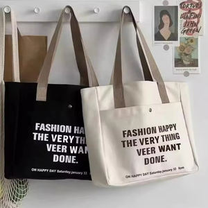 Tùy Chỉnh Phim Hoạt Hình In Logo Thân Thiện Với Môi Công Suất Lớn Giản Dị Tái Sử Dụng Vải Vai Túi Bông <span class=keywords><strong>Tote</strong></span> Mua Sắm Bãi Biển Túi Túi - Product Image 3