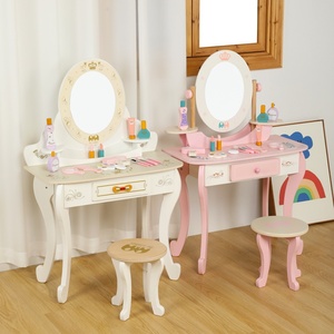 Mesa de Maquillaje de Madera <span class=keywords><strong>para</strong></span> Niñas, Casa de Juegos, Cosméticos Artificiales, Joyería de Escritorio, Regalo de <span class=keywords><strong>Cumpleaños</strong></span>, Juguetes de Belleza y Moda - Product Image 1