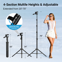 Tripod Ponsel 70 "Yang Dapat Diperpanjang, Tripod Tongkat Swafoto Perjalanan Rana Jarak Jauh dengan Adaptor Telepon Video Fotografi Vlogging