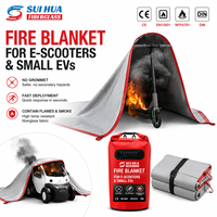 Couverture anti-feu pour petites voitures électriques, en fibre de verre et silicone haute température avec sangles de traction rouges, OEM ODM