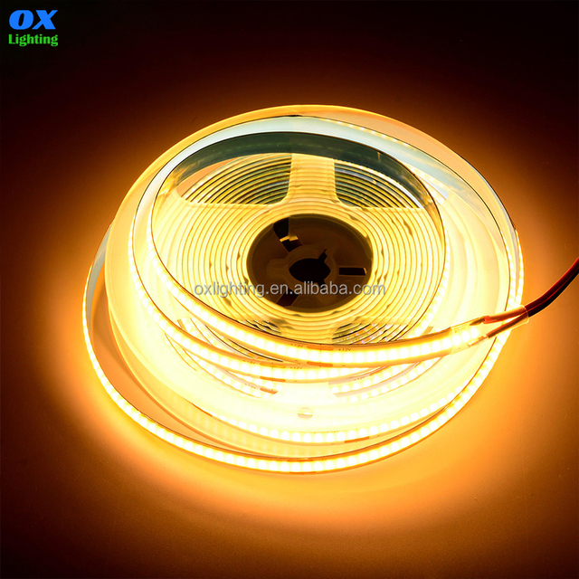 320 400 480led 3MM 5MM 8MM 10MM 5V 12v 100ft Warm White 3000k 6500k 24v Dimmable Dotless Flexible Cob Led Strip Light