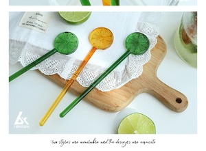 New Eco-friendly Lemon Slice Glass Stirring <strong>Stick</strong> Handle Cocktail Mixing <strong>Stick</strong> with Long Handle for Bar, Juice, Coffee &amp; <strong>Milk</strong> - Product Image 6