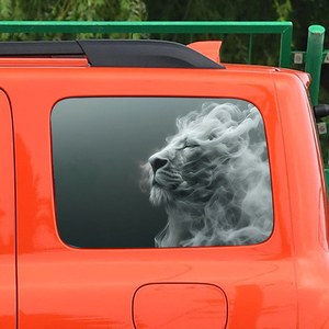 Adesivo per Finestrino Auto Personalizzato con Logo Leone Fumé, Trasparente e Perforato, Visione Unidirezionale per Finestrini Posteriori - Product Image 4