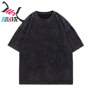 Solid Color 230gsm Cotton Men's Blank O-neck T-shirts Knit Jersey Men's Washed T-shirts <b>Summer</b> - Product Image 6