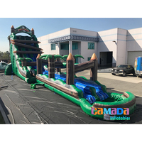 Toboggan aquatique tropical géant pour adultes, château sautant gonflable avec toboggan gonflable et jeu gonflable
