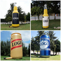 Promotions : Modèle publicitaire gonflable en forme de bouteille de bière, figurine humaine gonflable 'Wave Man' dansante, et canette de bière gonflable