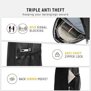 Sac à bandoulière antivol RFID, sac à dos de voyage léger, sac de poitrine pour la randonnée, la marche, le travail, pour téléphone - Product Image 6