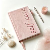 Carnet personnalisé en velours à couverture rigide, gaufré, pour la planification de la gratitude et le bien-être, idéal comme cadeau
