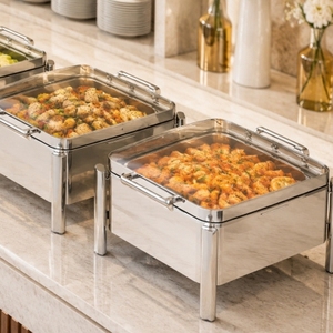Sunnex - Recipiente para Calentar Comida Apilable de Acero Inoxidable con Tapa de Vidrio, Resistente al Viento, 2/3 Tamaño, 110V/220V, para Uso en Exteriores - Product Image 3