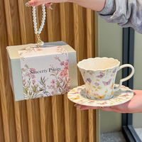Tasse en céramique florale rétro de luxe pour la maison, pour le petit-déjeuner, le lait, le jus, le café