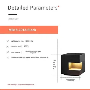Lámpara de Jardín LED para Exteriores, Modelo AB Courtyard Square, de Aluminio Fundido a Presión, con Clasificación IP65 - Product Image 6