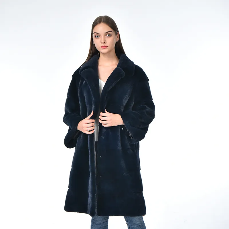 Veste Parka en fourrure de vison crantée pour femmes, ample, chaud, luxe, vente en gros, prix d'usine,