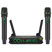 U777 96 Sistema de Micrófono Inalámbrico UHF de Doble Canal Ajustable de 200 pies, Micrófono Dinámico para el Hogar, KTV, Reuniones